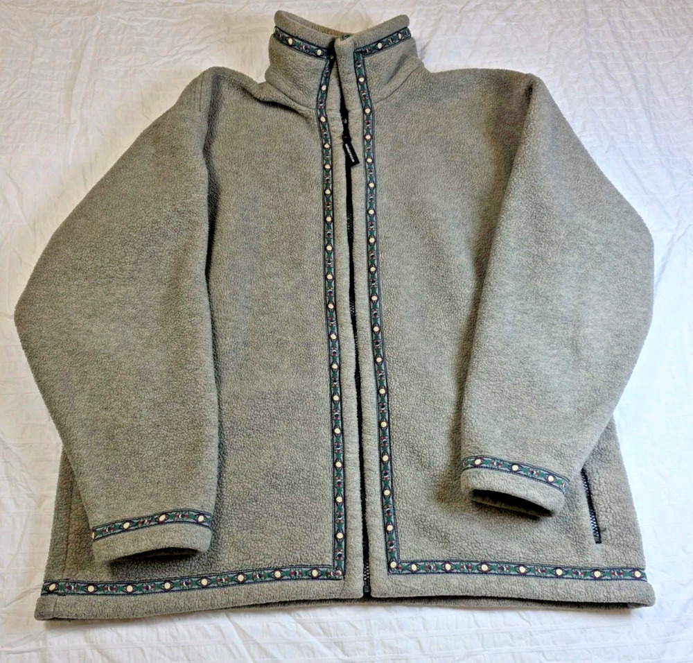 Wintergreen Jacket Mens L Polartec Fleece USA Made Ely MN Full Zip Aztec VTG